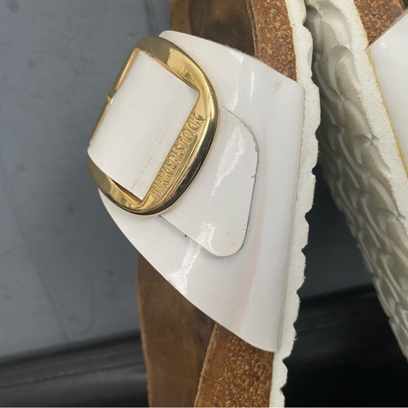Birkenstock MADRID With Gold BIG BUCKLE Sandal in White Sz 37/6 Women’s - Picture 6 of 10